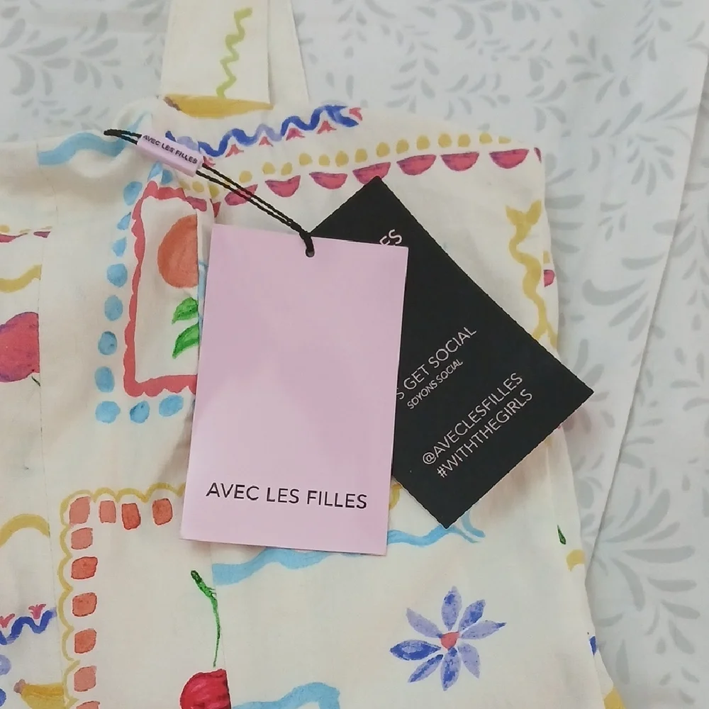 NWT Avec Les Filles Dress with Fruit and Stamp Print Womens 14 - Picture 2 of 3